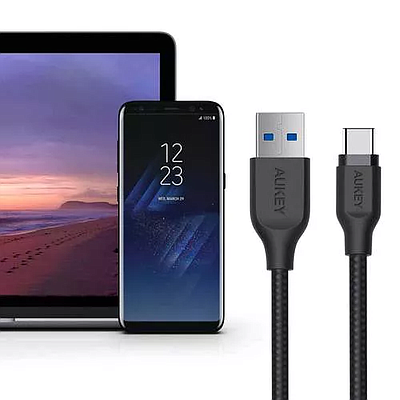 Cable Type-C / Aukey Braided Nylon USB 3.1A to USB-C Cable (1.2m)