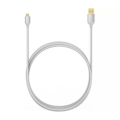 Cable Anker microUSB Nylon Cable 6ft Silver A7116041