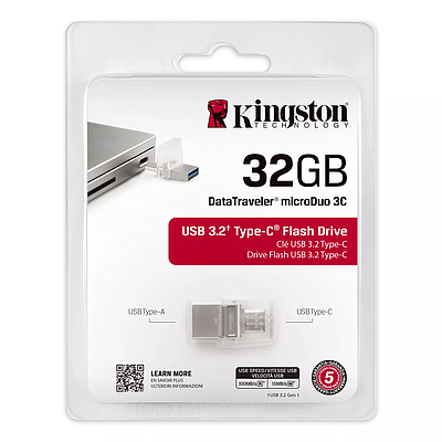 Flash Drive Kingston Digital 32GB DataTraveler MicroDuo 3C USB Flash Drive (DTDUO3C/32GB)