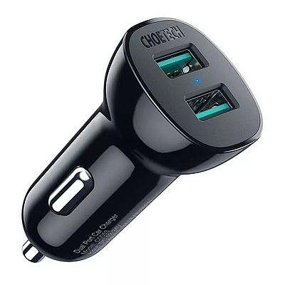 Car Charger Choetech C0053 5V3.1A Dual USB-A Black