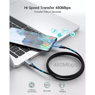 USB-C / Choetech XCC-1002 PD 100W to USB-C (1.8 m) - Black/Silver