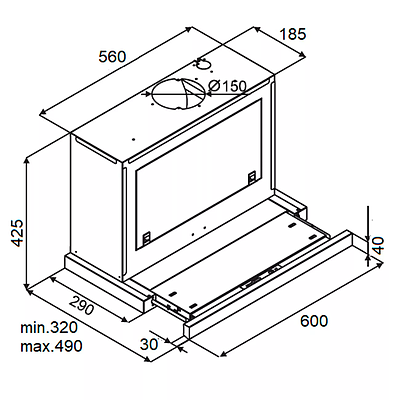 ჩასაშენებელი გამწოვი Kuppersberg SLIMBOX 60 GW ვერცხლისფერი