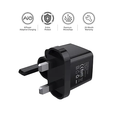 Dual Port Wall Charge Aukey (PA-U32) 24W - Black