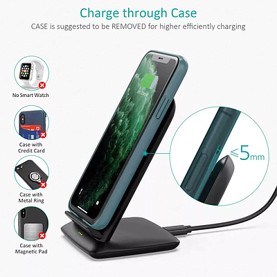 Choetech Fast Wireless Charging Stand T555-F 15W Black