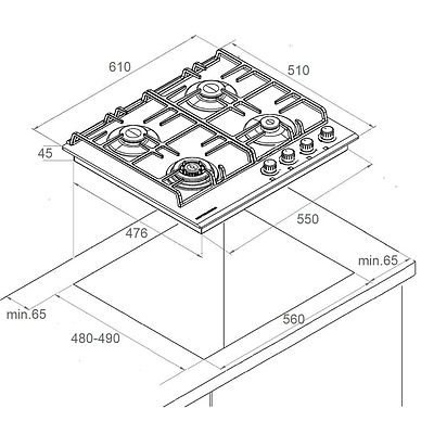 Built-In Hob Silverline FS 63 X Silver
