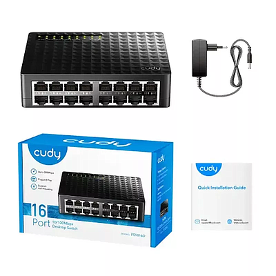 Cudy 16-Port Fast Ethernet Unmanaged Desktop Switch FS1016D - Black