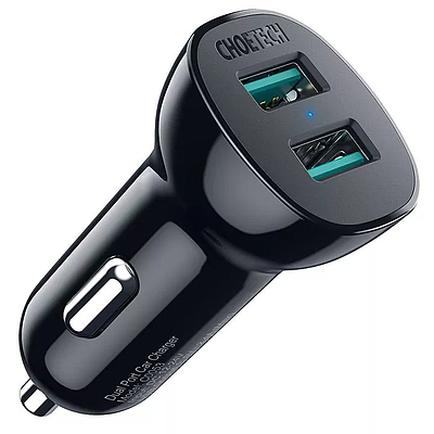Car Charger Choetech C0051-V5 36W QC 3.0 Dual USB-A - Black