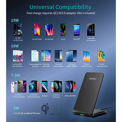 Wireless Fast Charging Stand Choetech T524-F 15W - Black
