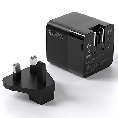 Wall Charger Choetech PD6091 PD65W Gallium Nitride with Retractable Cable - Black