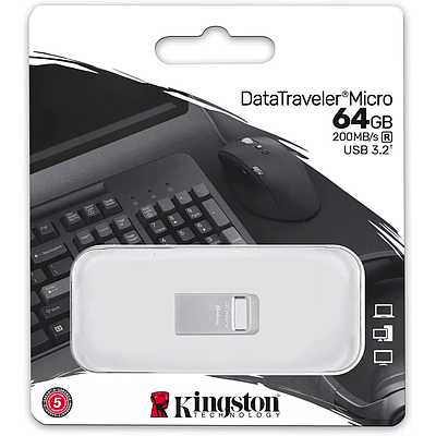 Flash Drive Kingston DataTraveler Micro 64GB USB 3.2 (DTMC3G2/64GB) - Silver