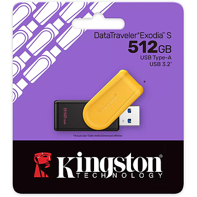 Flash Drive Kingston DataTraveler Exodia S 512GB USB 3.2 (DTXS/512GB) - Black + Yellow