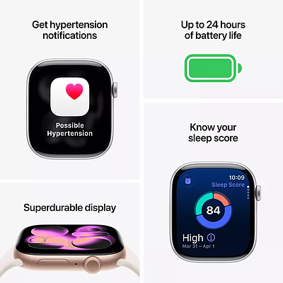 Smartwatch Apple Watch Series 11 GPS 46mm Jet Black Aluminium Case with Black Sport Band (MEUW4RK/A)