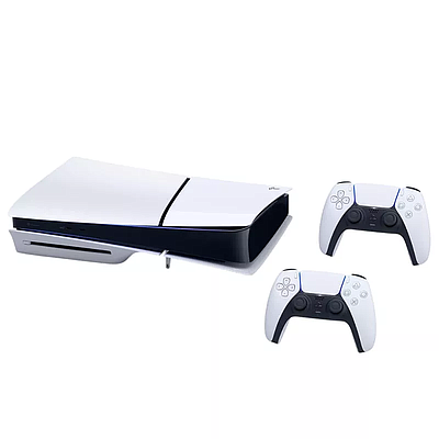 Sony Playstation 5 Slim (CD Version) 1TB E Chassis with Two DualSense Wireless Controllers Bundle - White